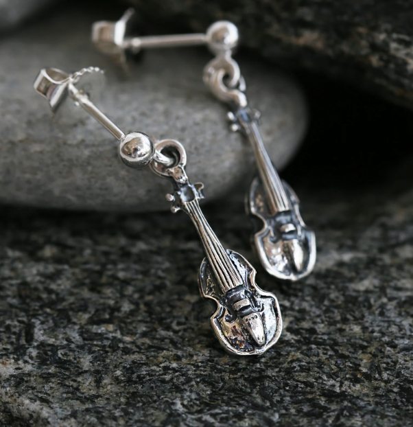 Sheila Fleet Petite Fiddle Drop Earrings in Sterling Silver (E00308)