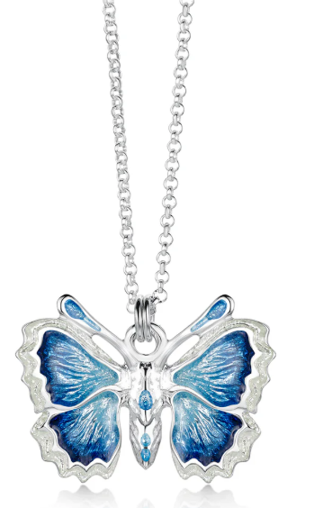 Sheila Fleet Holly Blue Butterfly Small Enamel Pendant (EP0268)