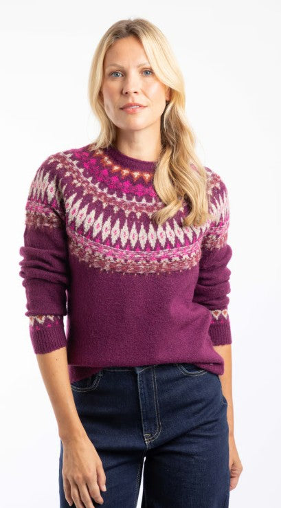 NEW 25% OFF Weird Fish Lowell Fair Isle Jumper - Beet