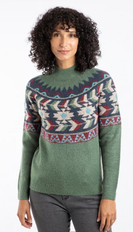 NEW 25% OFF Weird Fish Arelia Ikat Knitted Jumper - Army Green