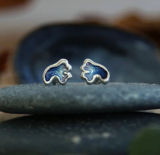 Sheila Fleet Sea Moss Petite Stud Earrings In Sea Blue (EE0306)