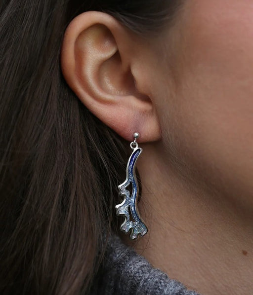 Sheila Fleet Sea Moss Dress Drop Earrings In Sea Blue (EEX307)