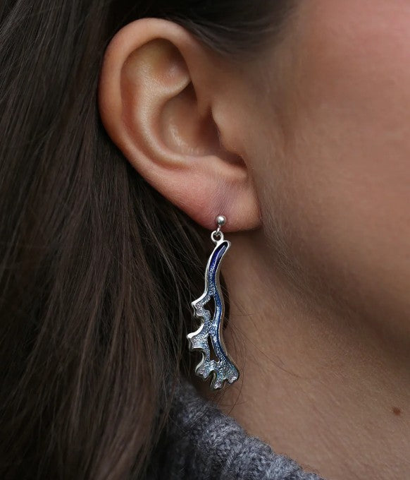 Sheila Fleet Sea Moss Dress Drop Earrings In Sea Blue (EEX307)