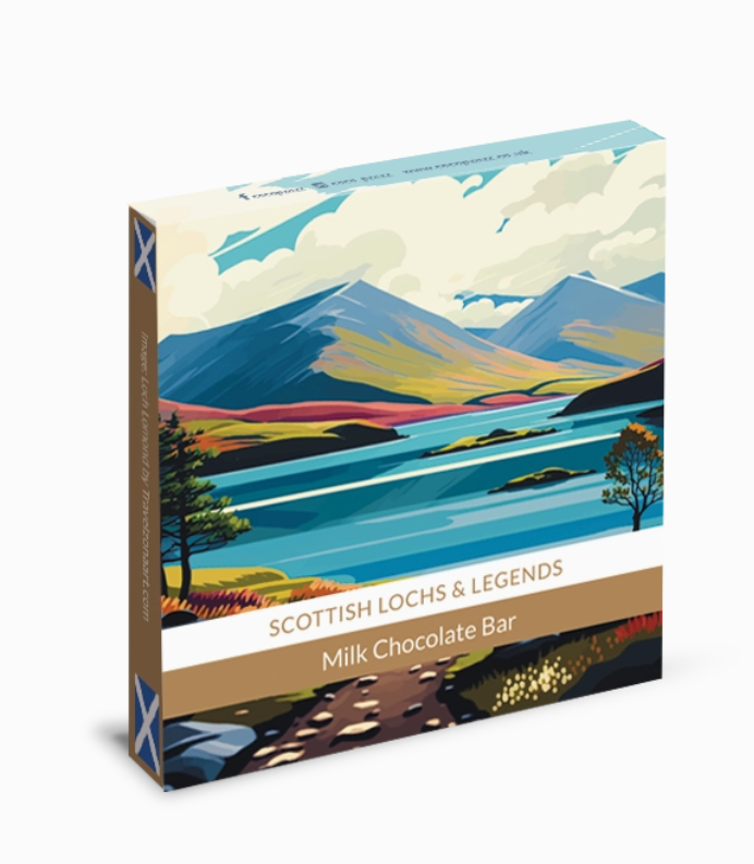Coco Pzazz - Scottish Lochs & Legends Milk Chocolate Bar