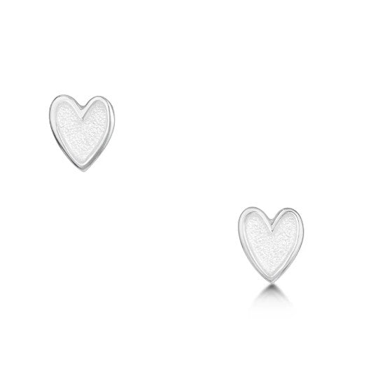 Sheila Fleet Secret Hearts Stud Earrings In Crystal Enamel (EE00138)