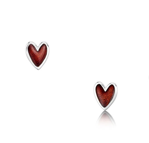 Sheila Fleet Secret Hearts Stud Earrings In Red Enamel (EE00138)