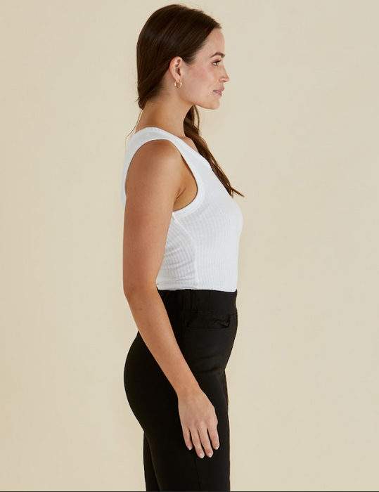 Betty Basics Francis Rib White Tank Top