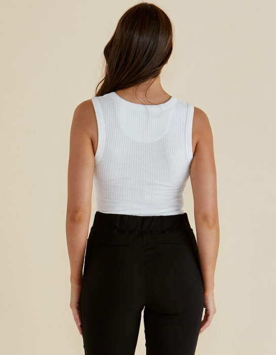 Betty Basics Francis Rib White Tank Top