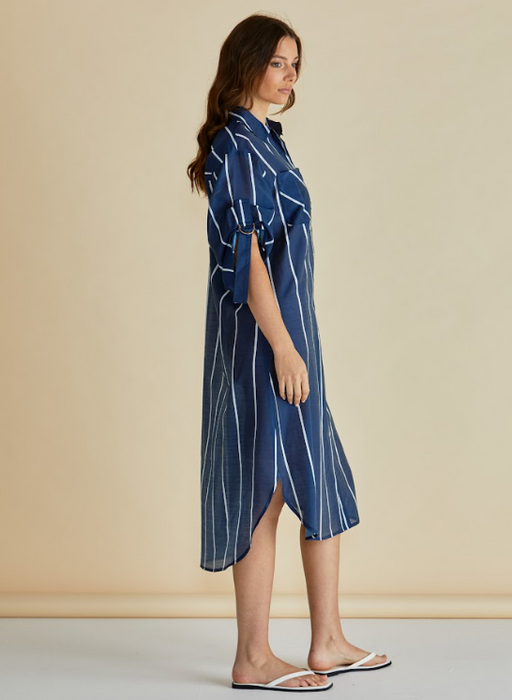 Betty Basics Hayman Shirt Dress in Navy/White Stripes