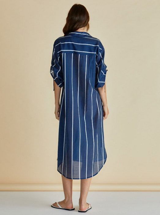 Betty Basics Hayman Shirt Dress in Navy/White Stripes