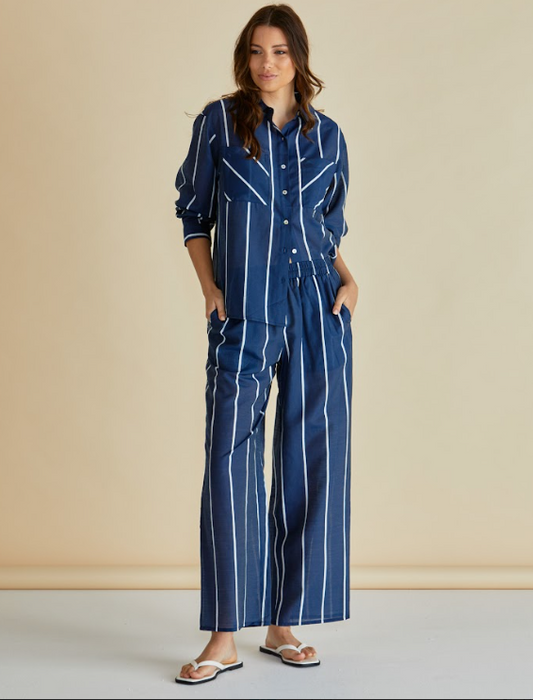 Betty Basics Hayman Shirt in Navy/White Stripes