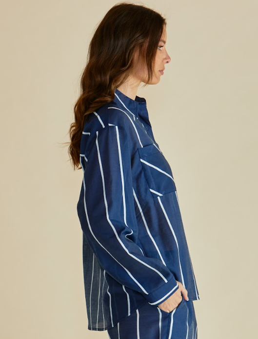 Betty Basics Hayman Shirt in Navy/White Stripes
