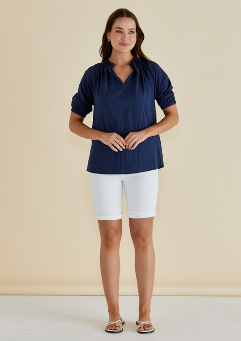 Betty Basics Joanne Blouse in Navy Blue