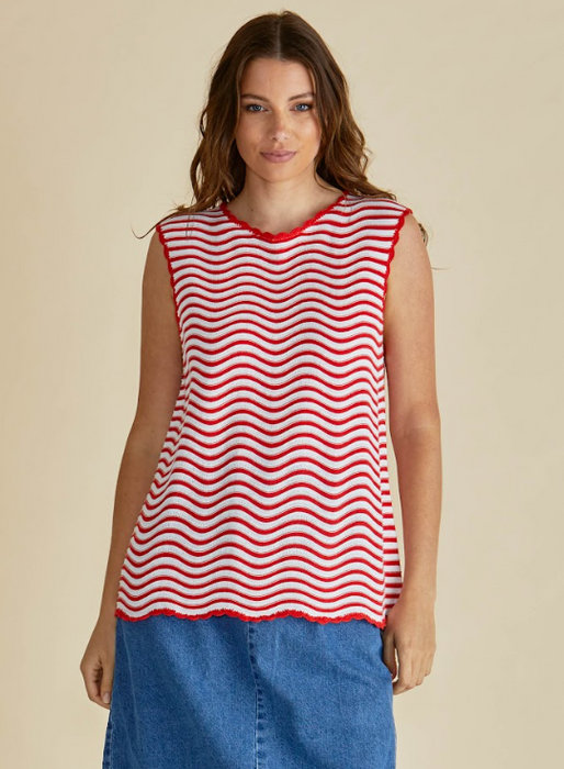 Betty Basics Aviva Tank in Red/White Stripes