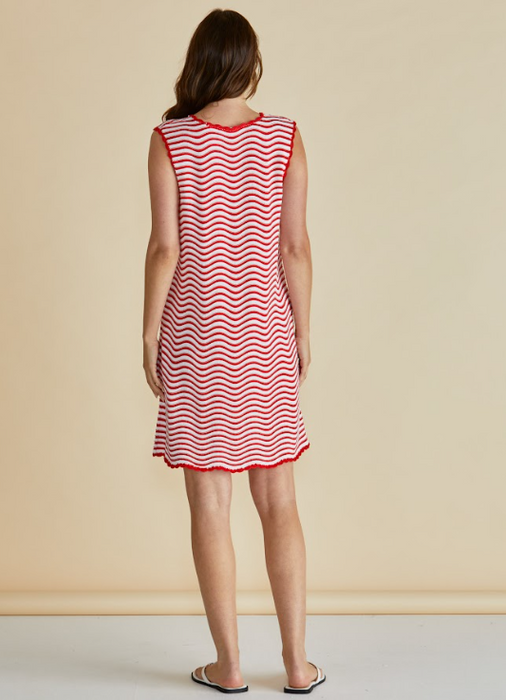 Betty Basics Viola Tank Dress in Red/White Stripes