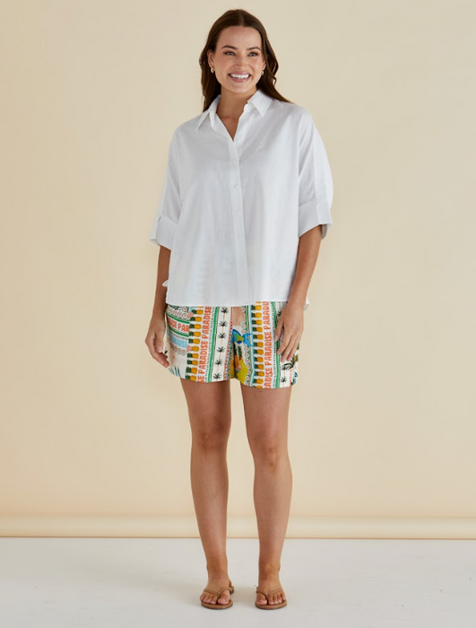 Betty Basics Lynwood Linen Shirt in White