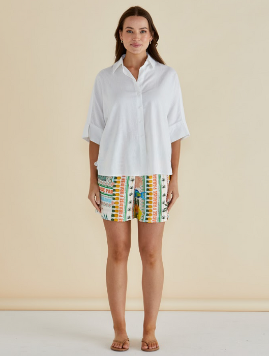 Betty Basics Lynwood Linen Shirt in White