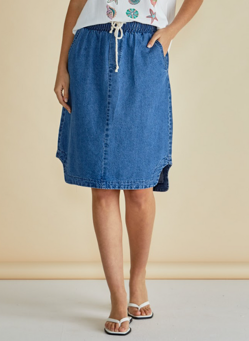 Betty Basics Dara Denim Skirt in Vintage Blue