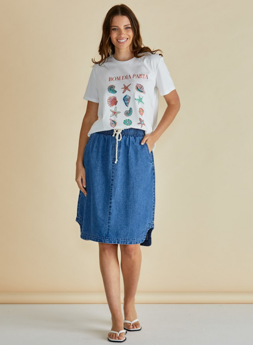 Betty Basics Dara Denim Skirt in Vintage Blue