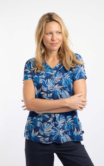 NEW Weird Fish Solle Printed Viscose Blouse - Blue Indigo