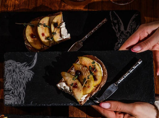 NEW Selbrae House Single Mini Slate Cheese Board & Knife Set - Highland Cow