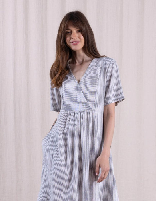 NEW Nomads Linen Blend Smock Tunic Dress - Cornflower