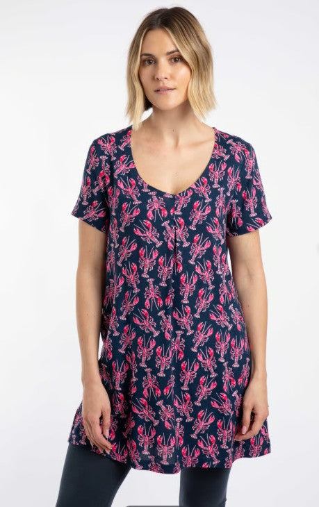 NEW Weird Fish Nuri Viscose Printed Tunic - Mid Navy