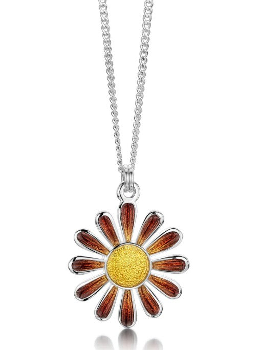 Sheila Fleet Daisies at Dawn Small Enamel Pendant in Fire (EPX233)