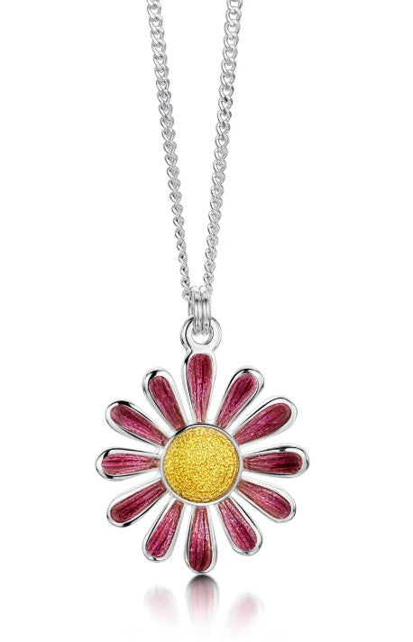 Sheila Fleet Daisies at Dawn Small Enamel Pendant in Hot Pink (EPX233)