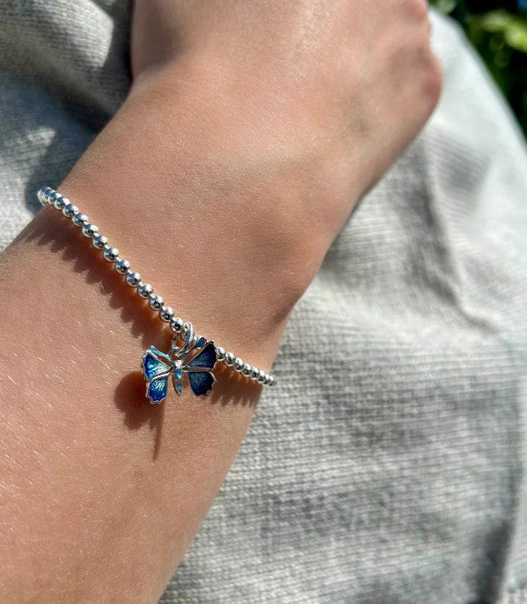 Sheila Fleet Butterfly Stretch Bangle - Holly Blue (EFBL286)