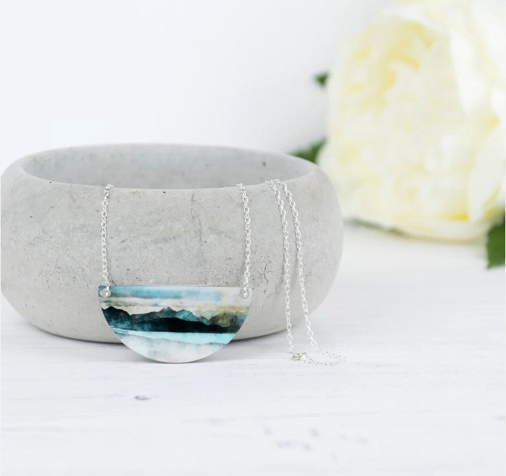 Cath Waters - Skye From Bealach Na Ba Applecross Aluminium and Silver Small Necklace