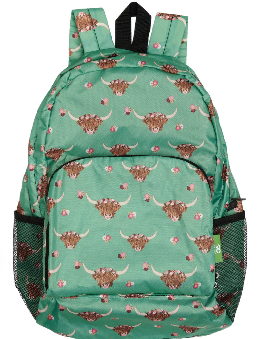 Eco Chic Packable Backpacks - Highland Coos