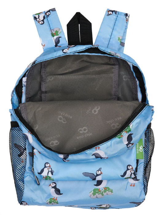 Eco Chic Packable Backpacks - Blue Puffins