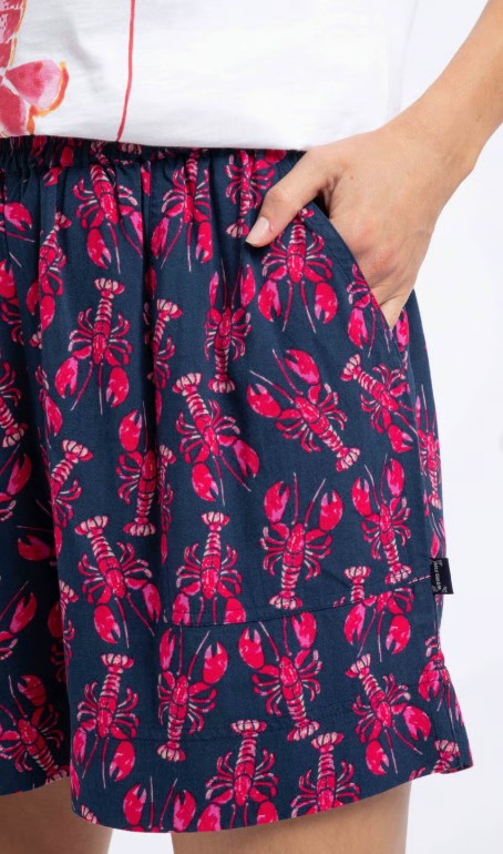 NEW Weird Fish Seera Viscose Printed Shorts - Mid Navy