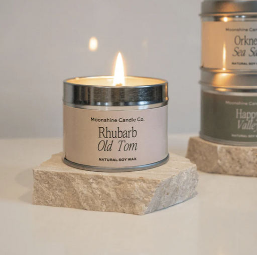 Moonshine Candle Co. - Mini Travel Tin Soy Candle in 'Rhubarb Old Tom'
