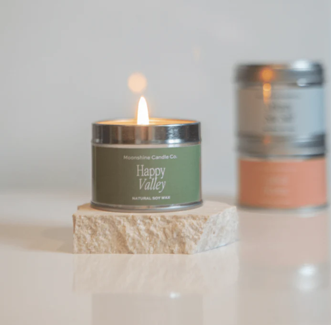 Moonshine Candle Co. - Mini Travel Tin Soy Candle in 'Happy Valley'