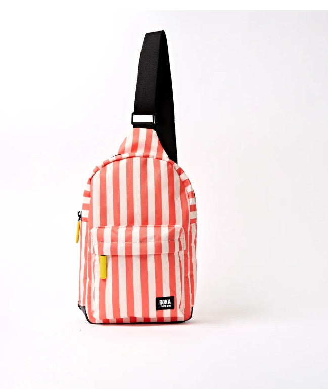 Roka London - Willesden Sling Bag - Coral Stripe