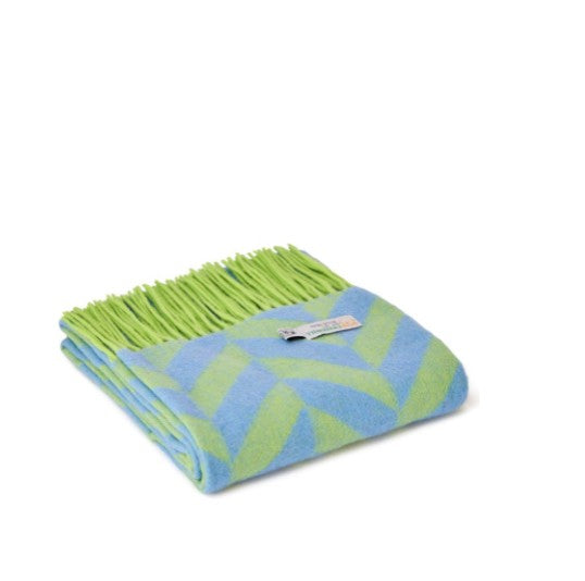 Tweedmill Textiles - Lambswool Wide Chunky Scarf - Herringbone Zest & Placid Blue