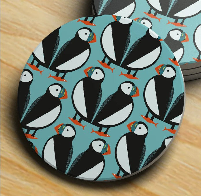 Jenni Douglas - Puffin Ceramic Coaster