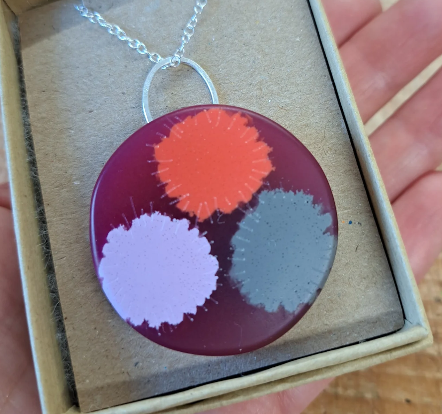 Carla Edwards - Flora XL Round Flora Pendant in 'Muted Coral Mix'