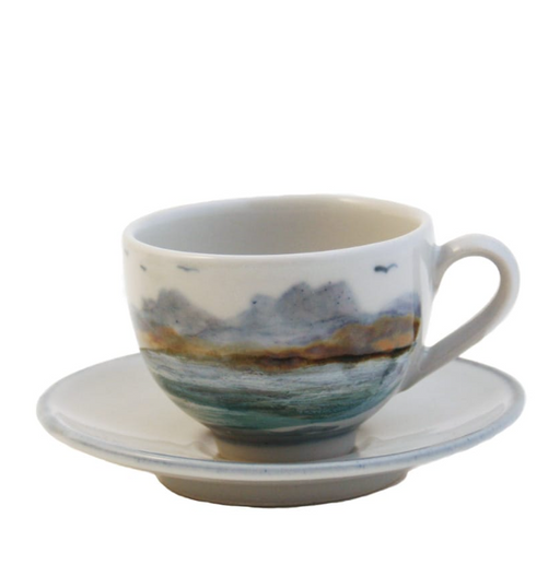 Highland Stoneware Landscape Lungo Cup and Saucer Set