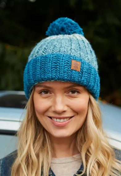 Pachamama - Cotopaxi Knitted Women's Bold Stripe Bobble Hat in 'Teal'