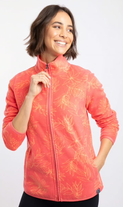 Weird Fish - Rochelle Full Zip Printed Microfleece in 'Flamingo'