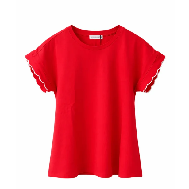 Betty Basics Sloane Scallop Tee in Red