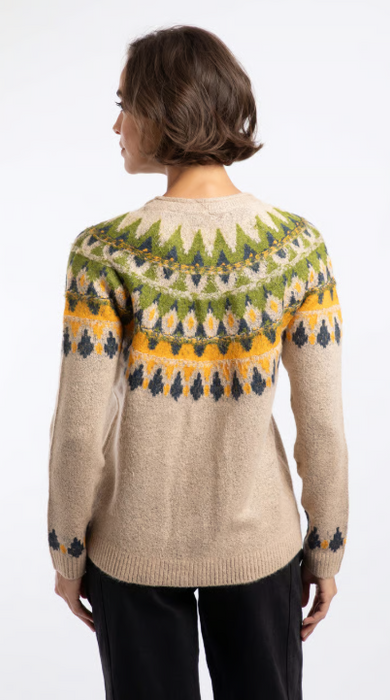 NEW AW26 Weird Fish - Hatty Fair Isle Cardigan - Green/Yellow and Chalk