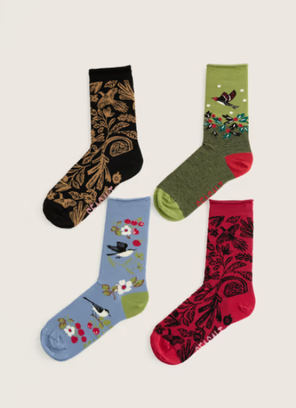 NEW Seasalt Women's Arty Socks - Wintering Birds Mix