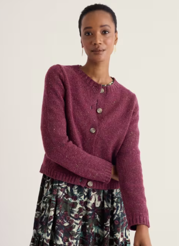 NEW Seasalt Dawson Pick Merino Cardigan - Dark Hellebore