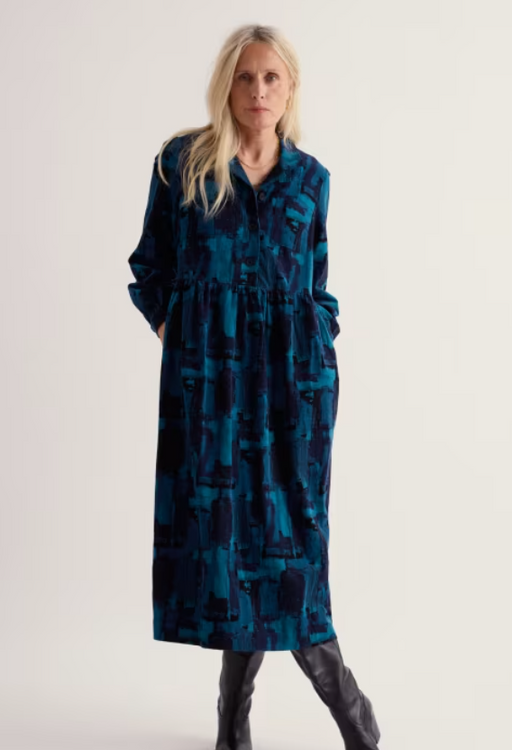 NEW Seasalt Rosina Shirt Style Midi Dress - Paint Textured Raincloud