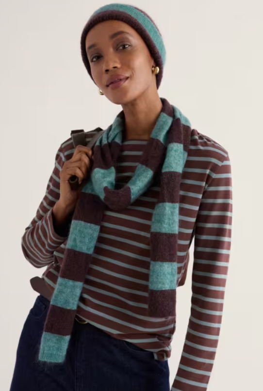 NEW Seasalt Boswyn Minimalist Fluffy Scarf - Hare bell Seedbed Dune Grass