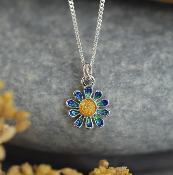 NEW Sheila Fleet Daisies at Dawn Petite Enamel Pendant in 'SCAA' colourway (EPX234-SCAA)